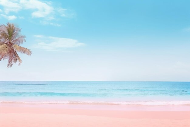 Foto tropischer rosa strand mit ozean reichlich platz für text