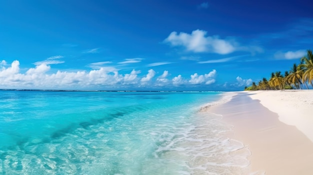 Tropischer Sommer-Sandstrand und Bokeh-Sonnenlicht auf dem Meeresgrund Generative KI