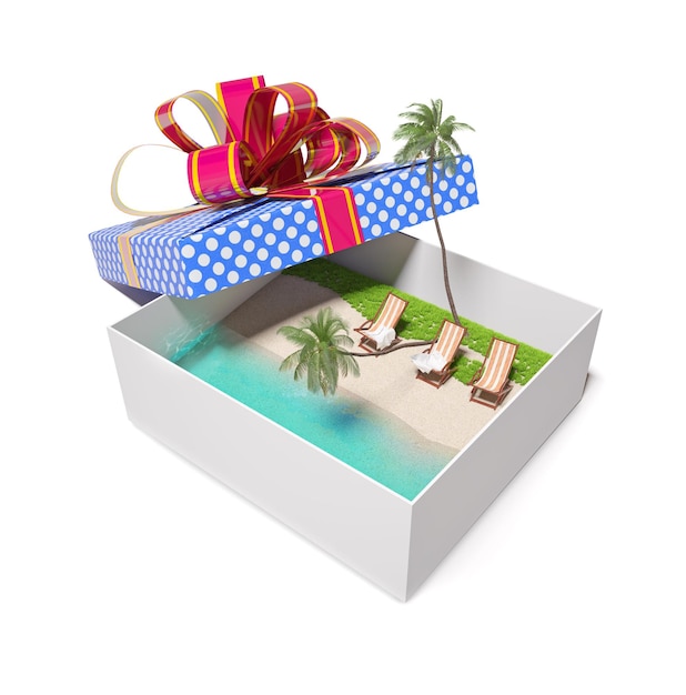 Tropischer Strand in der Geschenkbox