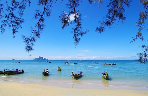 Tropischer Strand, Langschwanzboote, Andamanensee, Thailand