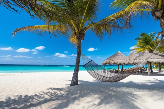 Tropischer Strand mit Hängestellen am Strand