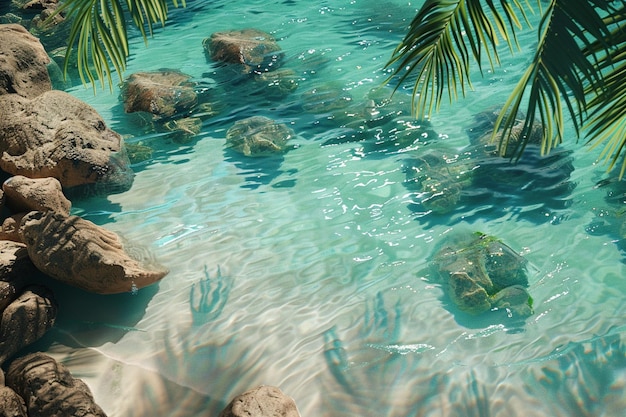 Tropischer Strand mit kristallklarem türkisfarbenem Wasser