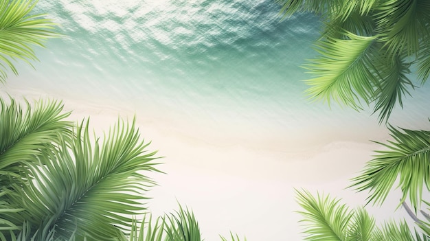 Tropischer Strandhintergrund mit einer Palme und dem Meer