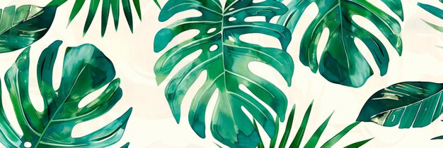 Tropisches Aquarell-Palmenblattmuster, das ein Gefühl von Entspannung und Ruhe hervorruft, in der von der Küste inspirierten Generativen KI
