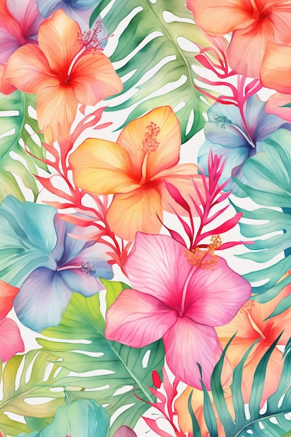 Tropisches Muster Blätter und Blumen Hintergrund
