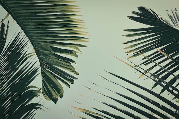Foto tropisches palmblatt und heller himmelshintergrund