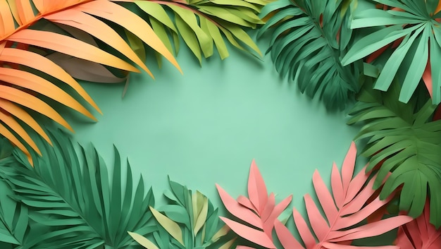 Tropisches Papierpalmblattrahmen Sommer-Tropisches Blatt