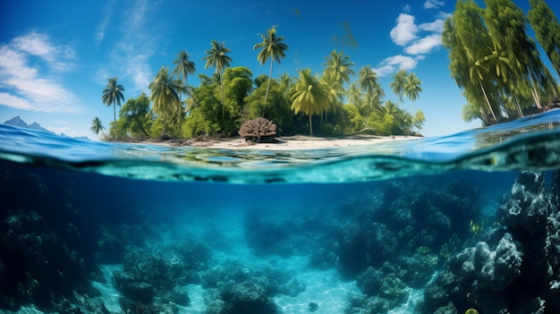 Tropisches Paradies Klares Wasser Korallenriffe ruhige Schönheit KI generiert