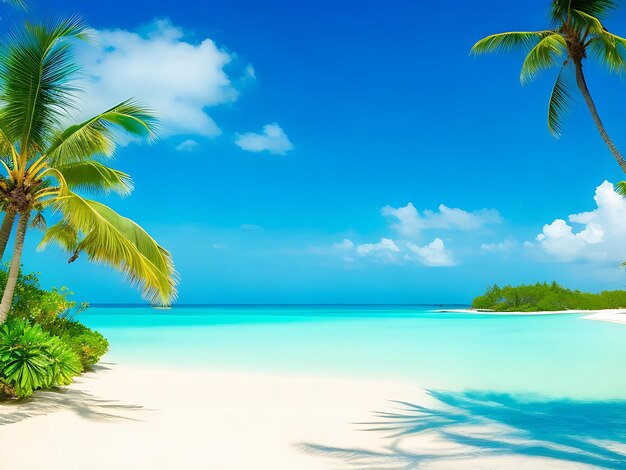 tropisches Paradies mit Palmen, weißen Sandstränden und türkisfarbenem Meerwasser