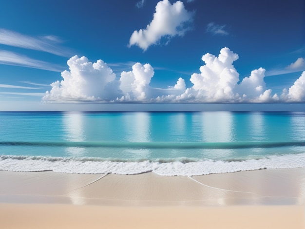 Tropisches Strand-Panorama-Meeresbild mit einem weiten Horizont, das die wunderschöne Weite des Himmels zeigt.