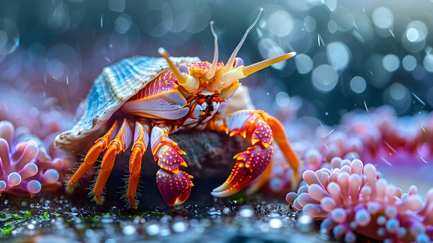 Tropisches Unterwasser-Abenteuer Lustige Krabbenbegegnung im Meeresökosystem