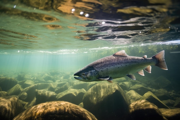 Trota submarina peces de río naturaleza de arroyo salvaje agua animal vida silvestre salmón desove