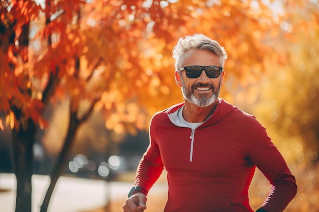 Foto trotar en un soleado día de otoño