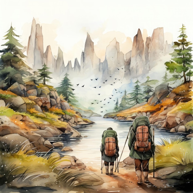 Foto trout tribe adventures aquarela ilustração de sublimação generative ai