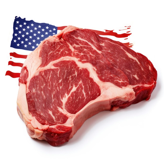 Un trozo de carne con una bandera americana.