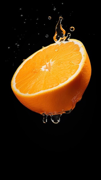 un trozo de fruta de naranja levitar