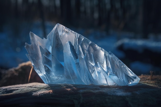 Un trozo de hielo con la palabra hielo.