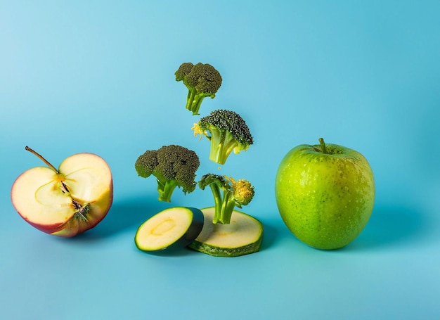 Trozo de manzana verde con verduras