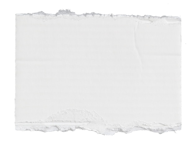 Trozo de papel corrugado blanco aislado sobre fondo blanco.