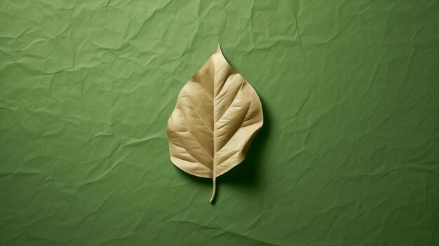 Un trozo de papel con una hoja verde