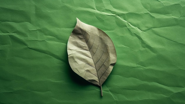 Un trozo de papel con una hoja verde