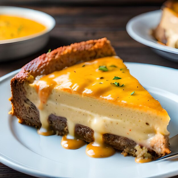 Foto un trozo de pizza con queso derretido en un plato