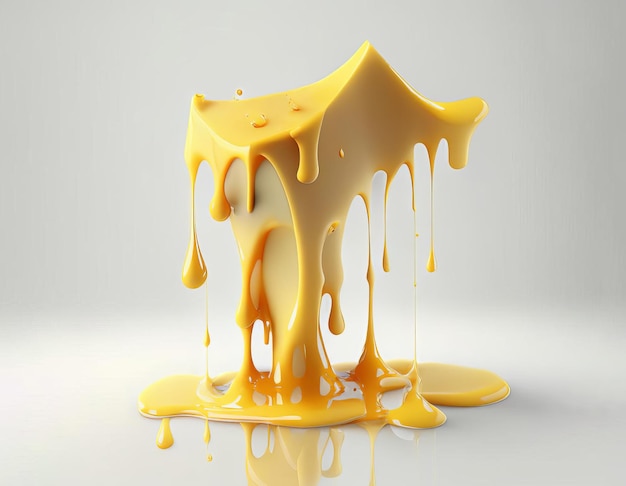 Trozo de queso derretido aislado en blanco generado por IA
