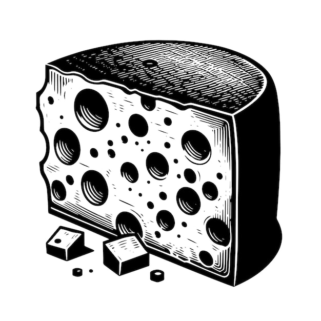 un trozo de queso que tiene agujeros