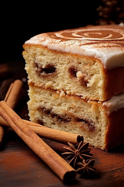 Foto un trozo de tarta con una flor encima.