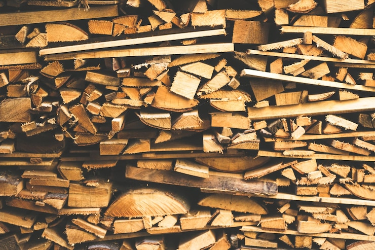 Trozos de fondo de tocón de madera de teca
