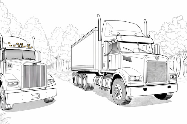 Foto truck tales cartoonstyle páginas para colorir com linhas grossas e poucos detalhes