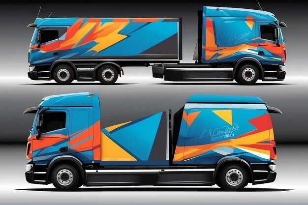 Foto truck wrap design vector abstrato fundo para marca de vinil de veículo