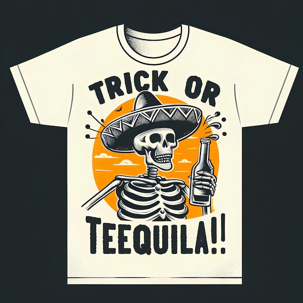 Foto truco de camiseta de halloween o tequila