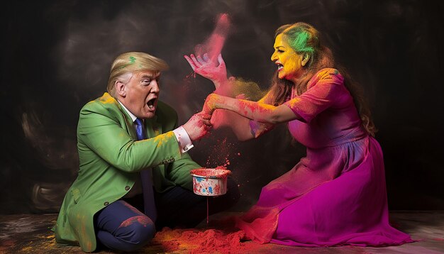 Trump spielt Holi.