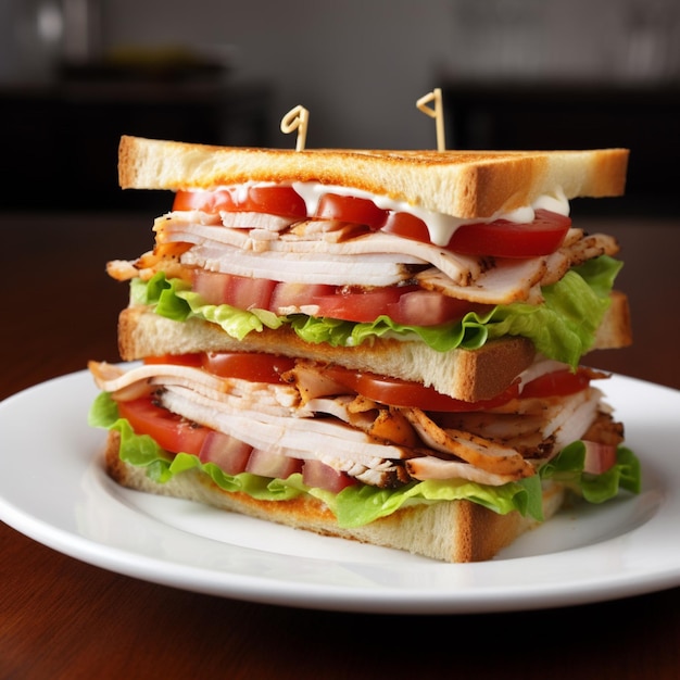 Truthahn-Club-Sandwich mit weißem Hintergrund von hoher Qualität