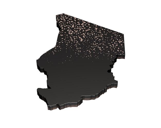 Tschad metallische Premium-exklusive schwarze Karte 3D-Illustration isoliert auf Weiß