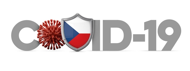 Tschechische republik covid coronavirus schutzschild d rendern