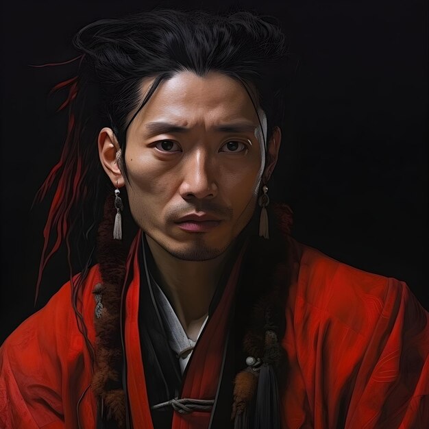 Foto tsukasa shishio hombre largo rojo hiar largas cicatrices delgadas en la cara