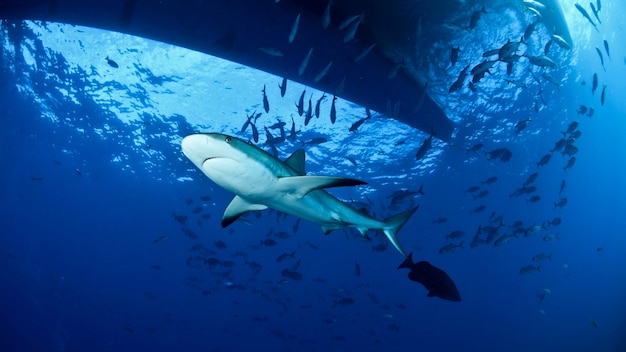 Foto tubarão a nadar no mar