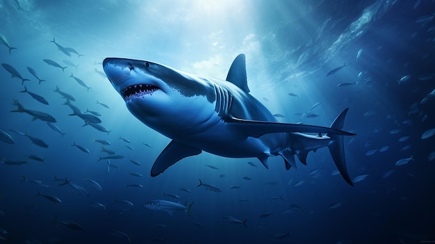 Tubarão altamente detalhado em espanto cinematográfico