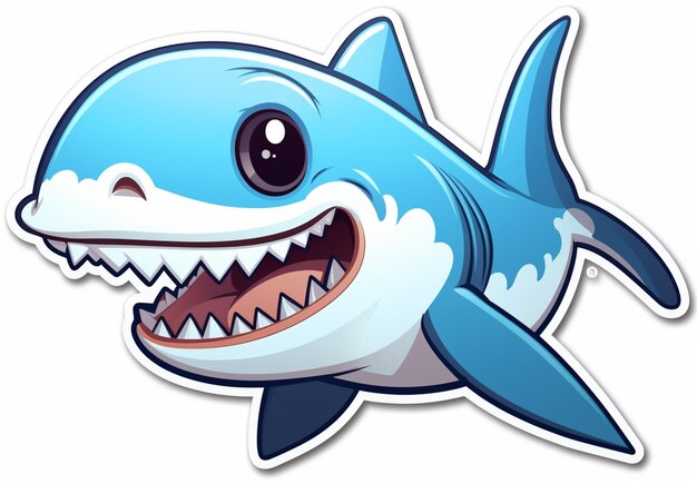 tubarão de desenho animado com boca aberta e dentes mostrando dentes generativo ai
