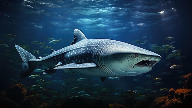 Tubarão no Oceano HD 8K papel de parede Imagem fotográfica