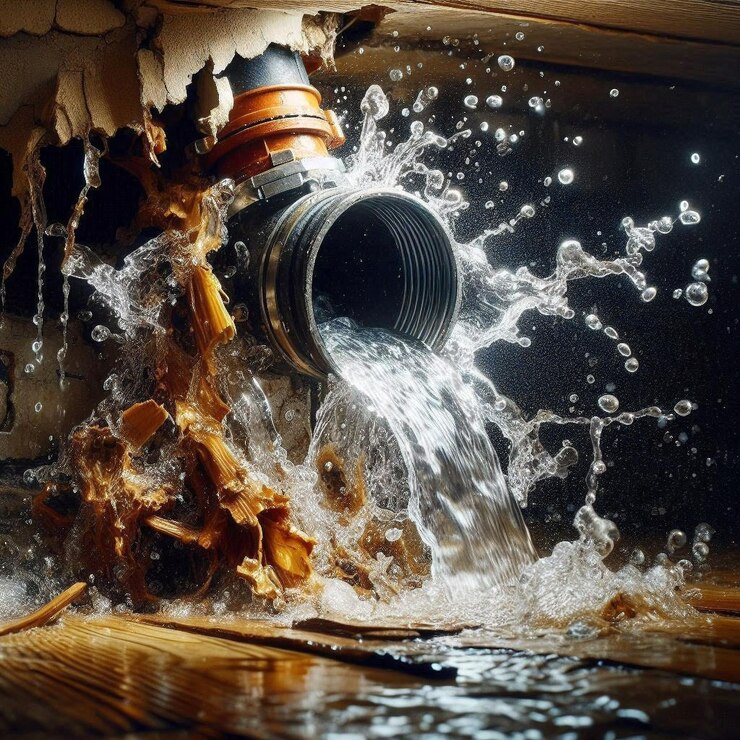 tubería dañada casa imagen de un barril con un barril y un pedazo de madera con un aerosol de pintura