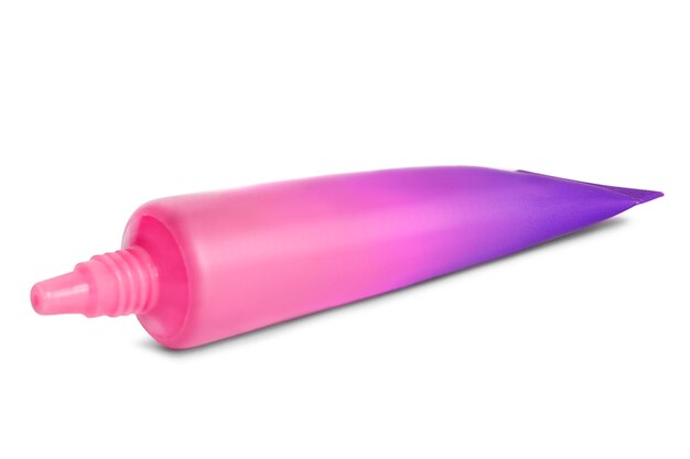Tubo cosmético rosa isolado