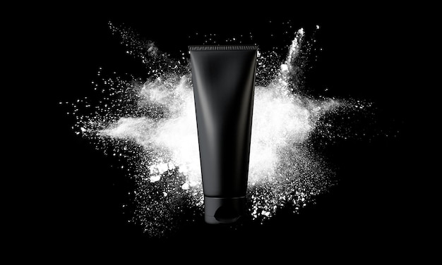 Tubo de cosméticos negro maquillaje de diseño d renderización