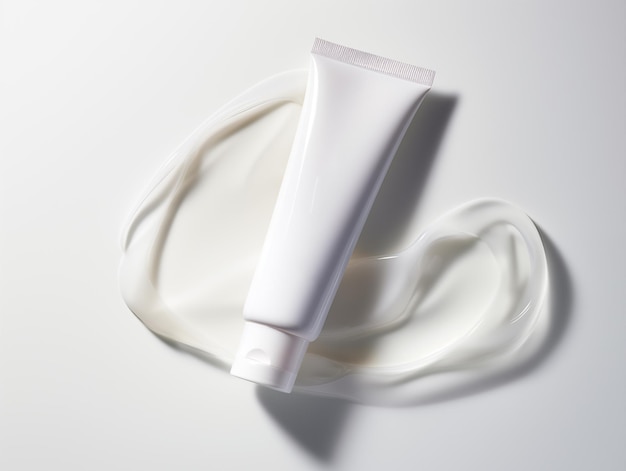 Un tubo de crema limpiadora y nutritiva para el rostro blanco en un recipiente de tubo mokcup