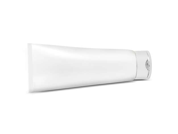 Tubo de plástico cosmético em renderização 3d de fundo branco
