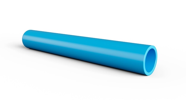 Tubo de pvc azul isolado na ilustração 3d de fundo branco