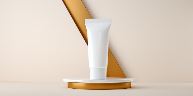 Tubo em branco de creme na placa 3d render