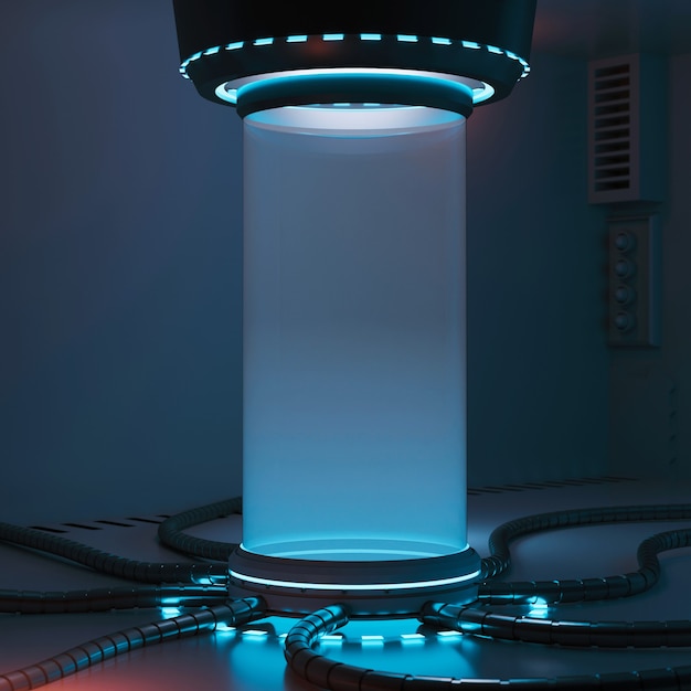 Tubo de vidrio de laboratorio de ciencia ficción